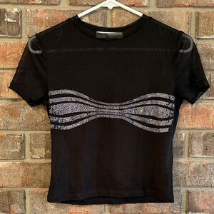 Elegant Black Sheer Top with Rhinestone Accents